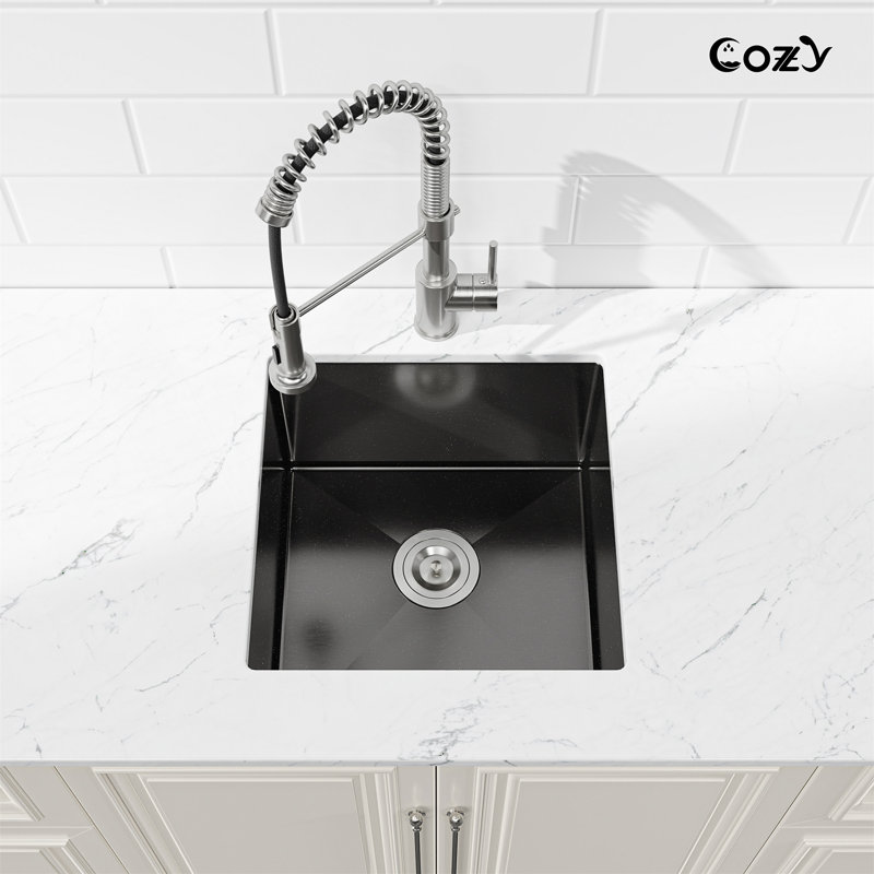 Évier de cuisine en acier inoxydable, lavabo simple encastré à la main 18 po x 18 po