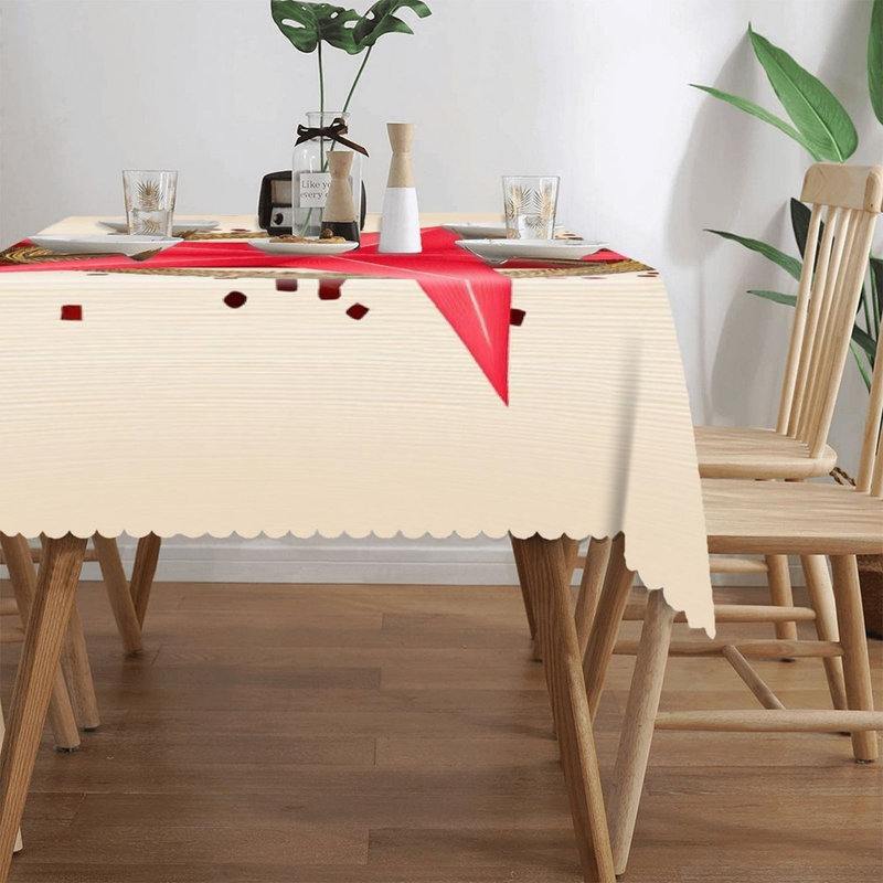 Housse de table rectangulaire à bordure rouge festonnée imprimée 60 x 120 po