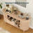 Leathia Kitchen Storage Cabinet with Sliding Tambour Doors and Adjustable Shelves , Sideboard with Rubber Wood Legs-1601559356