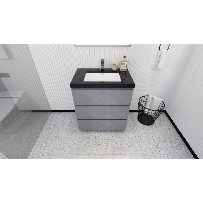 Reyes 29'' Single Bathroom Vanity Base Only, Cement Gray