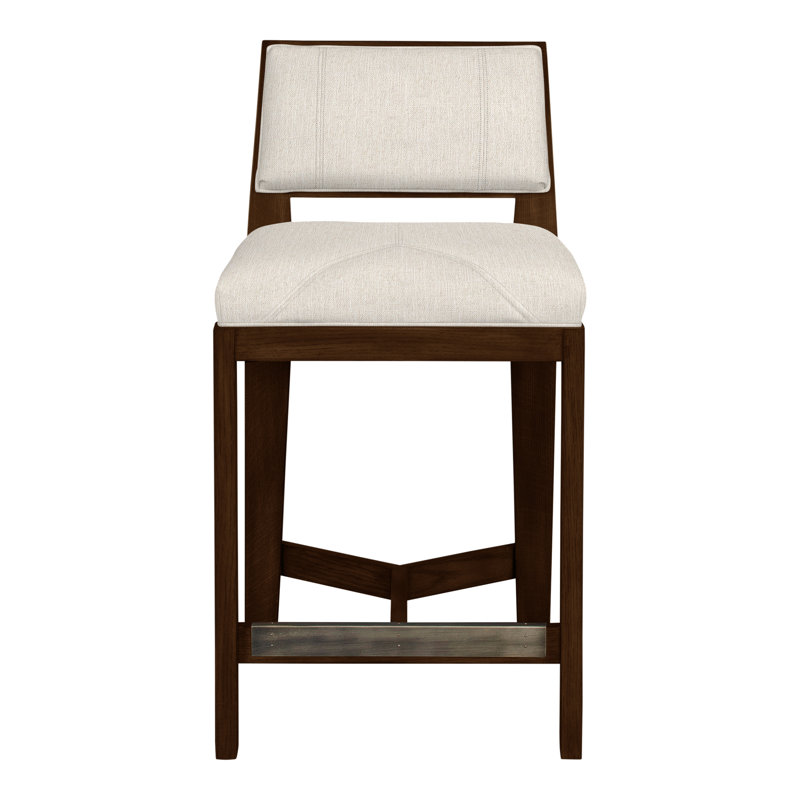 Scoville By Thom Filicia Upholstered Counter Stool with Solid Wood Frame, Casablanca, Parchemin instantané