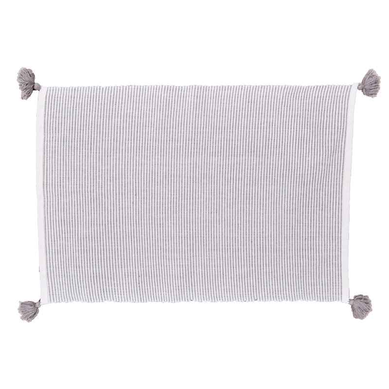 Gray Striped Fabric Rectangle Placemat Set of 6