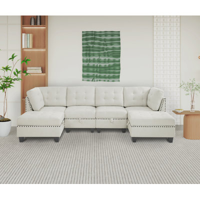 Lacourse 116"" Wide Chenille Symmetrical Modular Sectional with Ottoman -  Wildon HomeÂ®, 589EC8DD0936425A8B114E4B19C17AFE