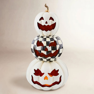 Courtly Check Stacked Illuminated Pumpkins