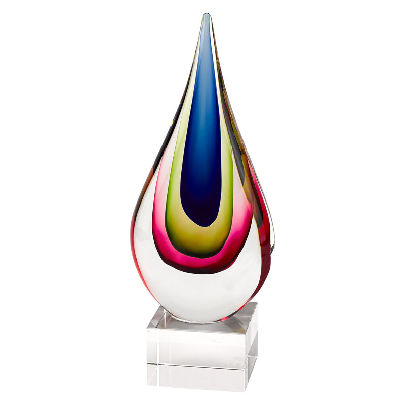 Murano Essence Mouth Blown Teardrop Sculpture, 12" H x 5" W x 3" D