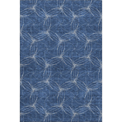 Premium Machine Washable Prisco Navy Rug