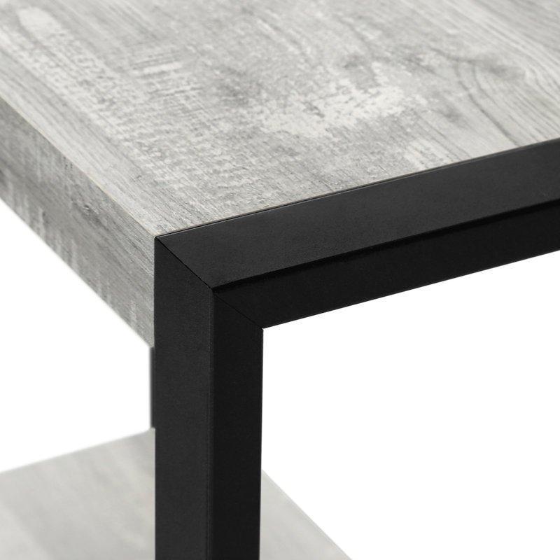Table d'appoint, côté, bout, table de chevet, lampe, salon, chambre à coucher, stratifié gris, métal noir, industriel, Gris