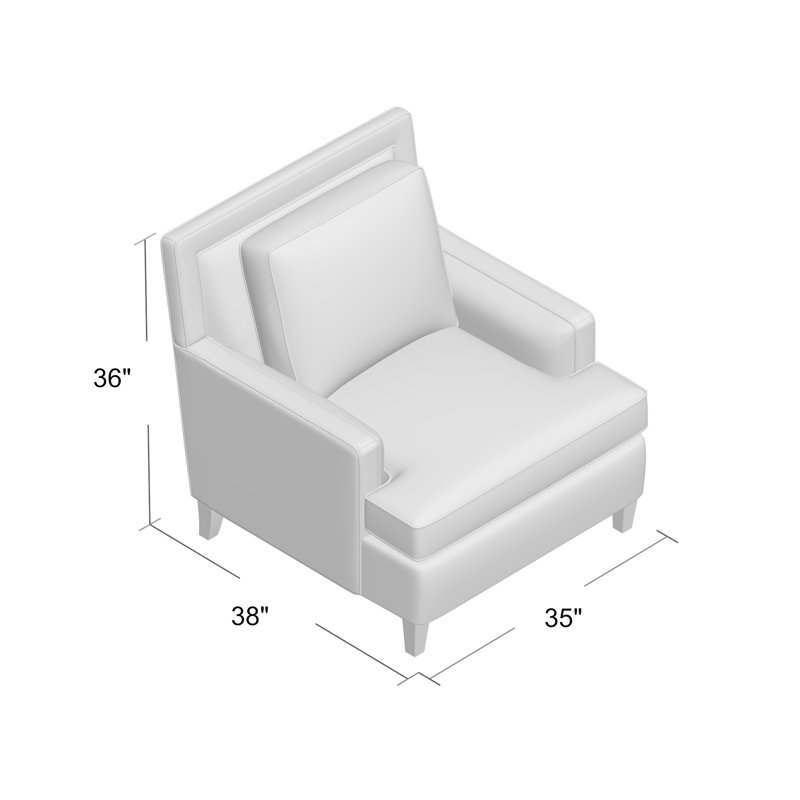 Addison 35" W Down Cushion Armchair, Aged Gray, Cream Linen 1429-002