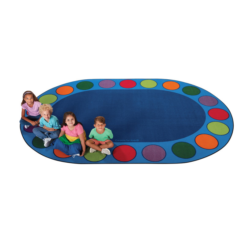 Tapis bleu touffeté Circletime Seating Spots, Ovale 8 pi x 12 pi