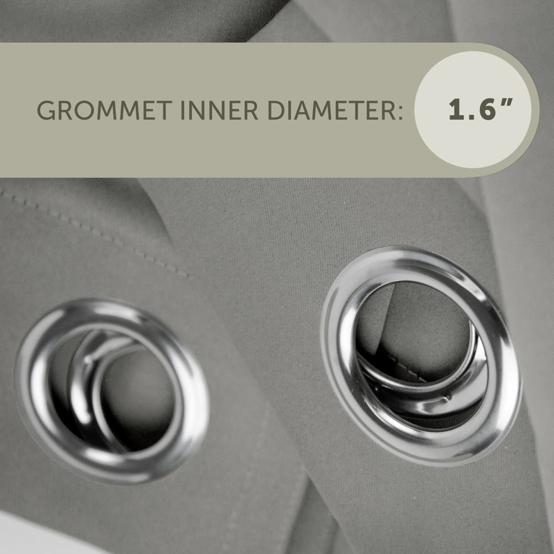 Panneau de rideau simple obscurcissant synthétique avec œillets Polen Drapery, 180 po x 96 po, Gris clair