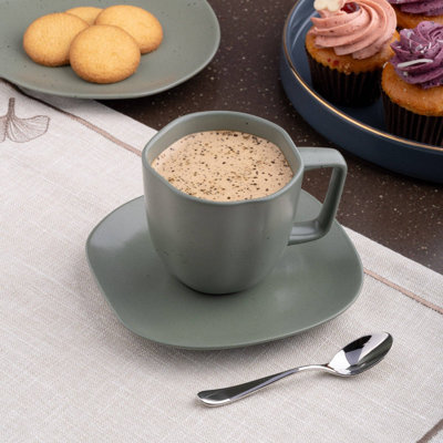 EARTH MIST GREEN Premium Porcelain Non Stackable Cup , Mist Green, 9oz