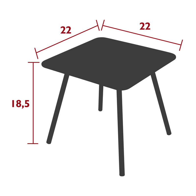 Luxembourg Outdoor Square Dining Table, Acapulco Blue, 18.5" H x 22" L x 22" W