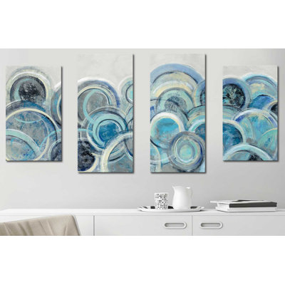 Variation bleu-gris-ensemble de 4 reproductions d’art sur toile tendue