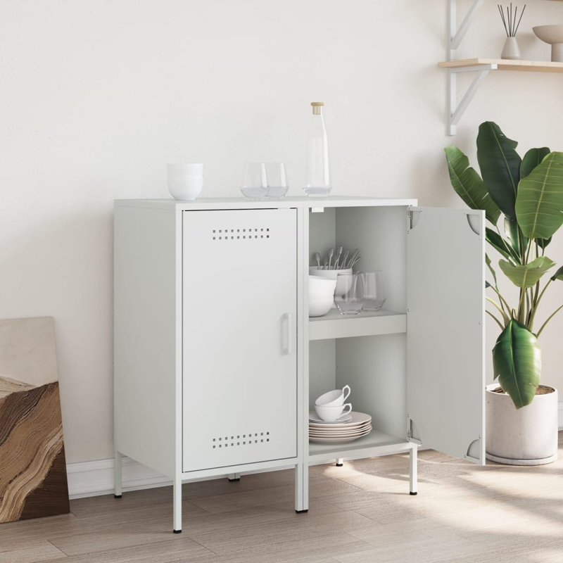 Amielle Steel Accent Cabinet, White
