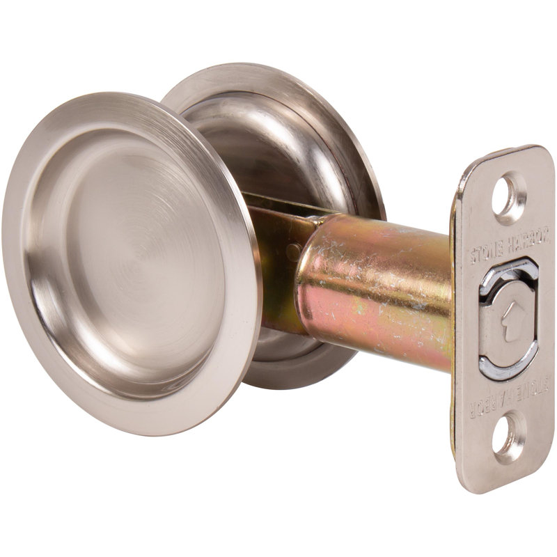 Loquet de porte à pochette ronde, Nickel satiné