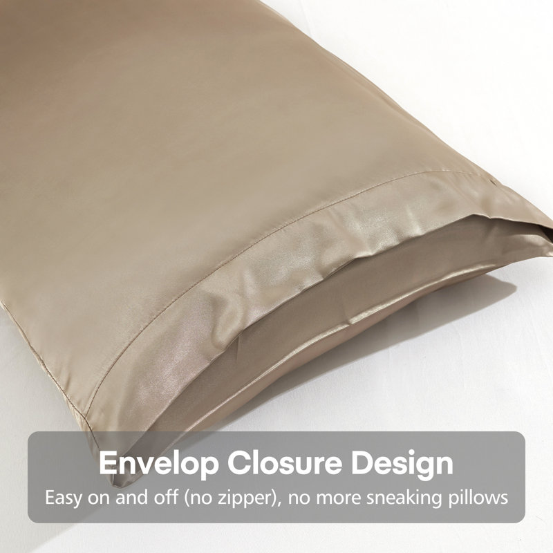 Satin - Set of 2, Queen Pillowcase, Taupe