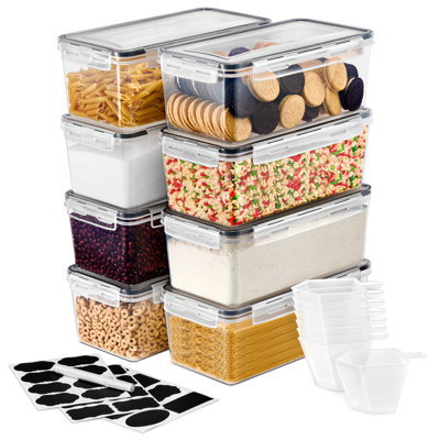 Mint Pantry® Large Food Storage Containers - Pack of 8 with Air Tight, Four-Way Snap Lids
