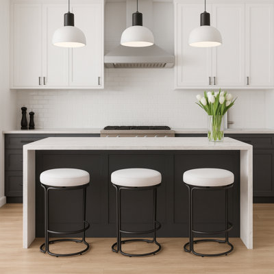Skyelee Swivel Upholstered Counter Stool with Metal Frame