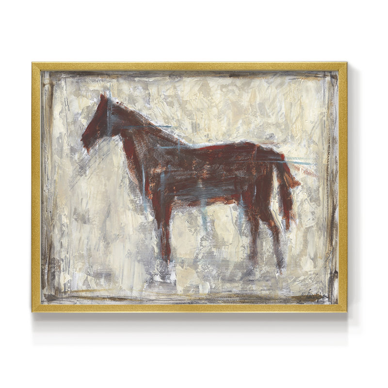 Iron Equine I - Reproduction encadrée - Restickable, H 11 po x l 14 po, Doré