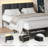 Upholstered Bed Frame with 2 Storage Drawers, Modern Full Platform Bed with Charging Station & LED Light, No Spring Box Needed-558761423
