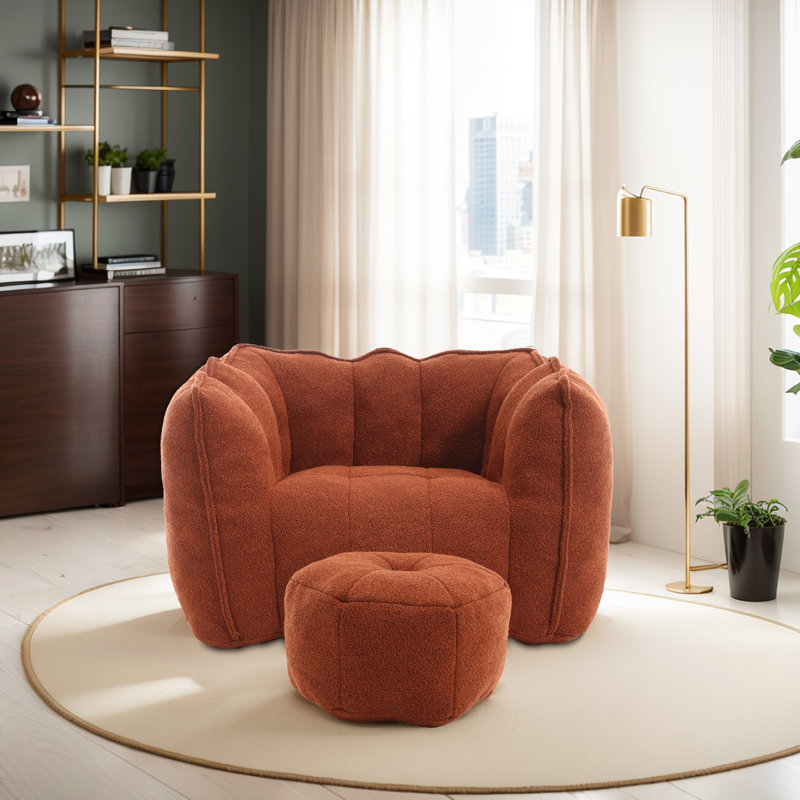 Fauteuil d'appoint capitonné avec repose-pieds l 42 po, Polyester rouge
