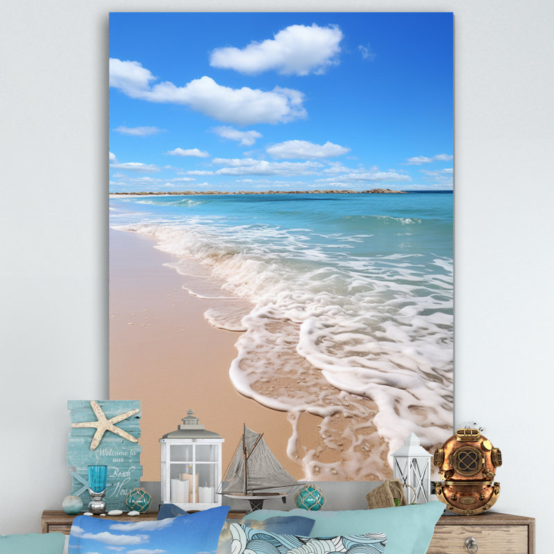 Plage, océan, bord de mer, sérénité I - impression, 32" H x 16" W, Toile tendue