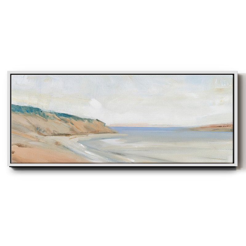 Étude de rivage I, Pas de tapis, H 8 po x l 20 po x P 1,5 po, Toile encadrée flottée blanche