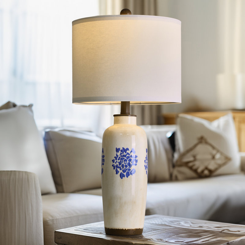 24.75 "traditional Blue And White Porcelain Desk Lamp,for Entrance,living Room,bedroom,bedside