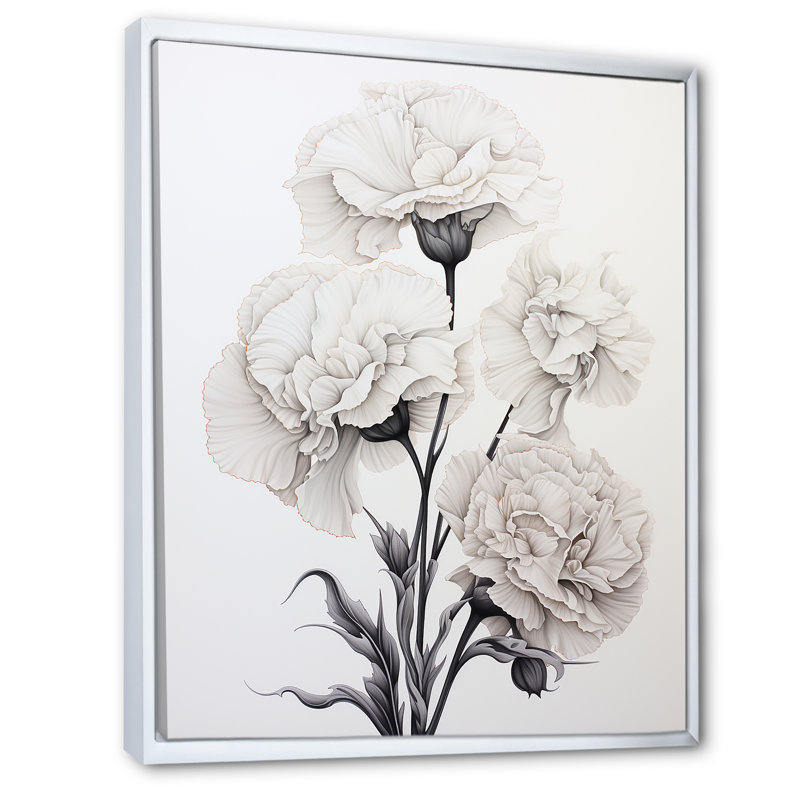 Œillets monochromes minimalisme sur toile, H 40 po x l 30 po x P 1,5 po, Cadre flottant blanc