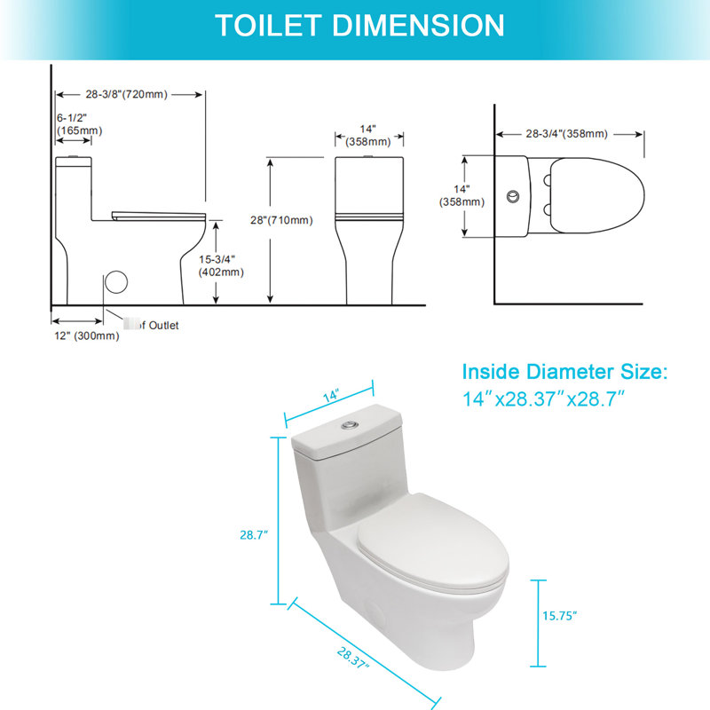 Ceramic Toilet With Powerful Dual Flush Performance & Quiet Seat One Flushing Function Pad