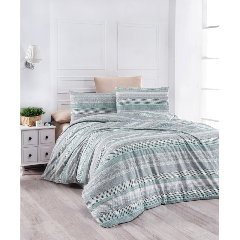 Ensemble de housse de couette 100% coton Asiha, Housse de couette double + 2 taies d'oreiller 31 p