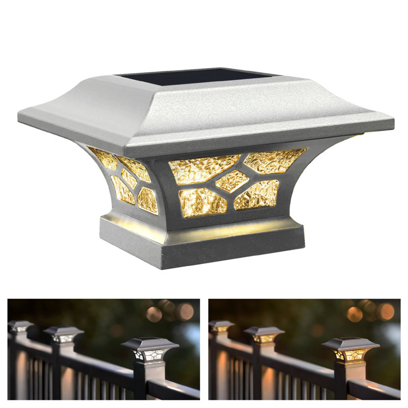 Low Voltage Integrated LED Fence Post Cap Light 2.5 In. X 2.5 In. with Base Adapter Included, White