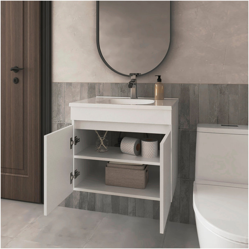 Meuble-lavabo FM avec 2 portes, Blanc