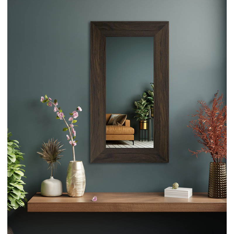 Miroir mural Dhar, 16 po x 27 po, Noyer noir