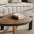 Vitaliana Retro Oval Coffee Table With Wood Grain Finish and Gold Metal Legs