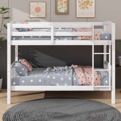 Twin-Over-Twin Wooden Bunk Bed With Ladder, Ideal For Bedroom Furnishing