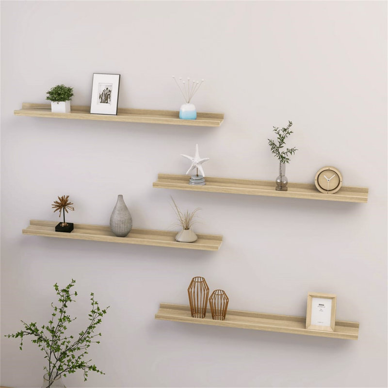 Burnettsville 4 Piece Picture Ledge Wall Shelf, 3cm H x 60cm W x 9cm D, Black