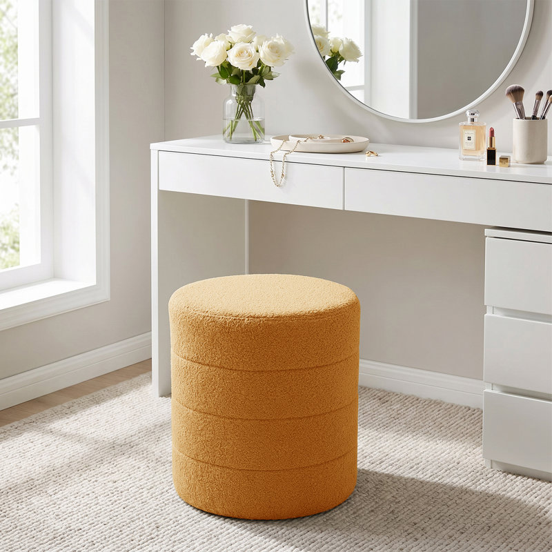 Solid Wood Accent Stool, Yellow