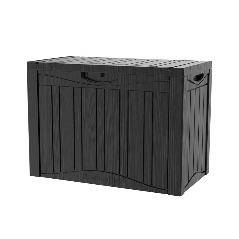 Boîte de rangement verrouillable en résine 45 gallons, Noir, 21.85" H x 30.75" W x 17.13" D