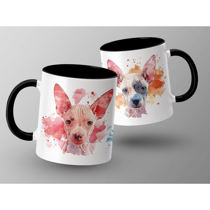 11oz Watercolour Xoloitzcuintli Design Coffee Mug, Black, 2