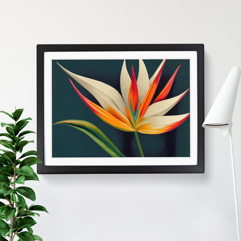 Meaningful Bird Of Paradise Flower - Single Picture Frame Painting, 46cm H x 64cm W x 2cm D, Black