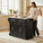 Rolling Kitchen Island With Storage, Portable Kitchen Cart With Stainless Steel Top, 2 Drawers, Spice, Knife And Towel Rack And Cabinets, Black-78614372