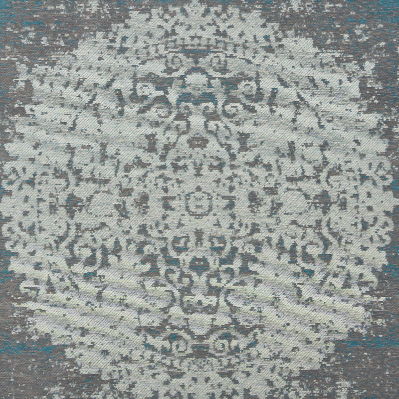 Tapis gris/turquoise vieilli Axelrod, Tapis de couloir 2 pi 8 po x 7 pi