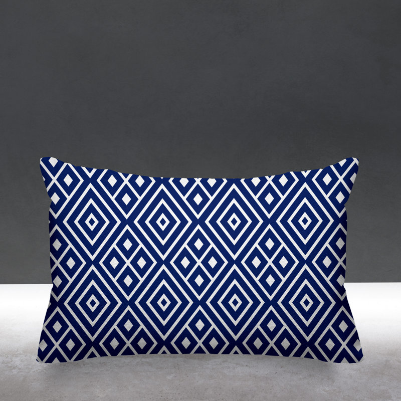 Nina Outdoor Rectangular Pillow Cover & Insert, Navy Blue