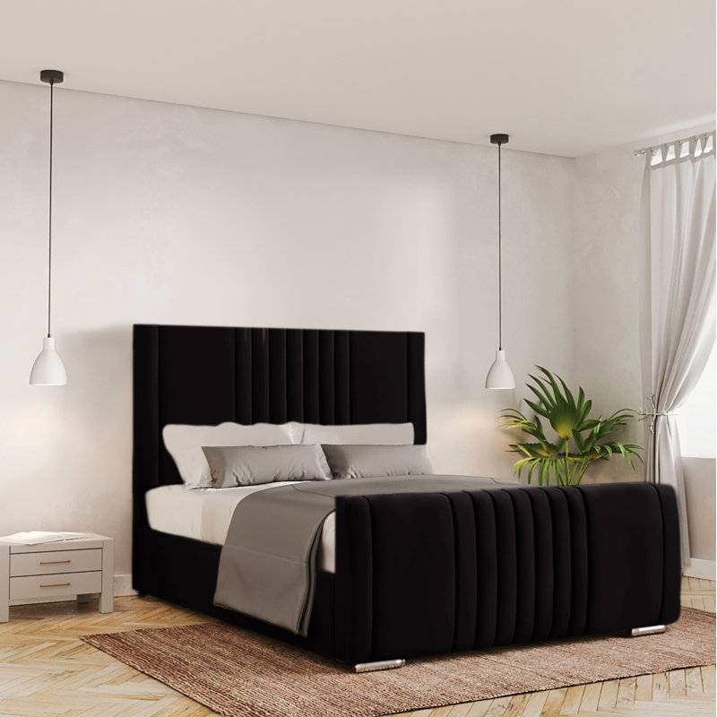 Bennit Upholstered Ottoman Storage Bed, Black, Kingsize (5')