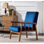 Fauteuil de style Mid-Century moderne de 25 po de largeur, bleu foncé-133587790