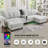 Multifunctional Modern Sofas, Chenille U-shape With Storage, Light Grey