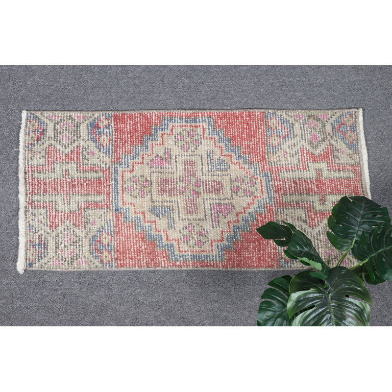 Tapis Oushak turc rouge fait à la main idéal pour les portes d'entrée et les cadeaux de décoration intérieure