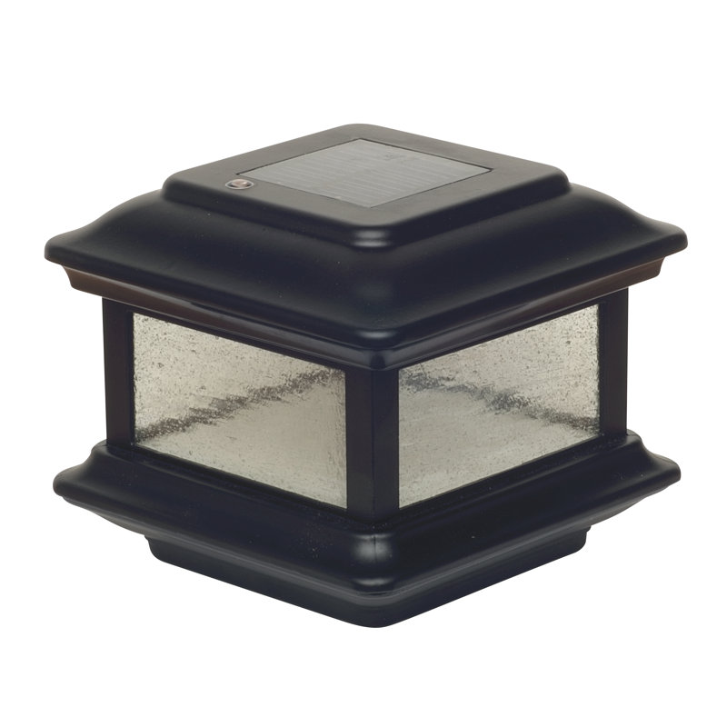 Solar Powder Coated Black Aluminum Low Voltage Solar Powered Integrated LED Metal Fence Post Cap Light 4 In. X 4 In.