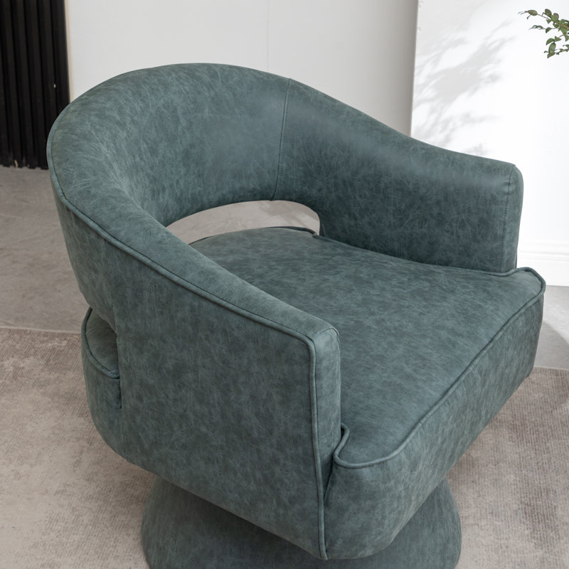 Fauteuil demi-tonneau pivotant en similicuir Kiersten, Similicuir bleu, 1